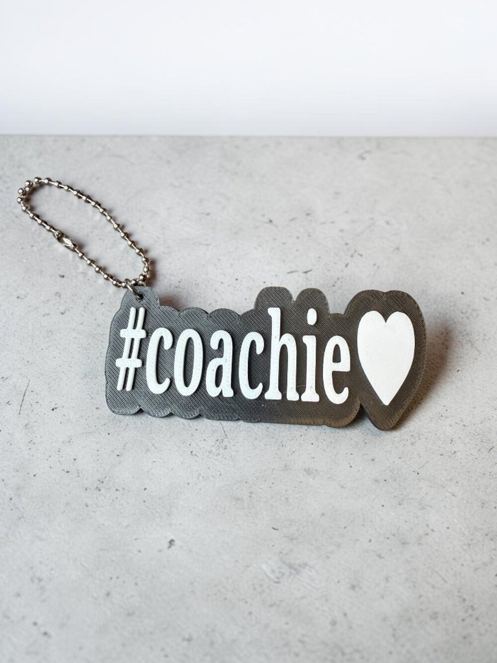 Handmade 3D‑Printed “#coachie” Bag Charm / Keychain